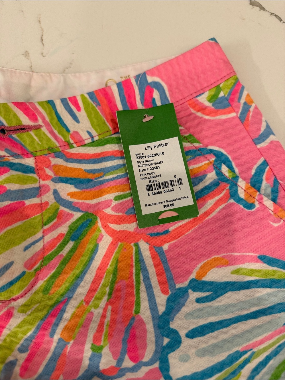 Lilly Pulitzer Pink Scallop-Hem Printed High-Waist Buttercup Shorts - Picture 2 of 3